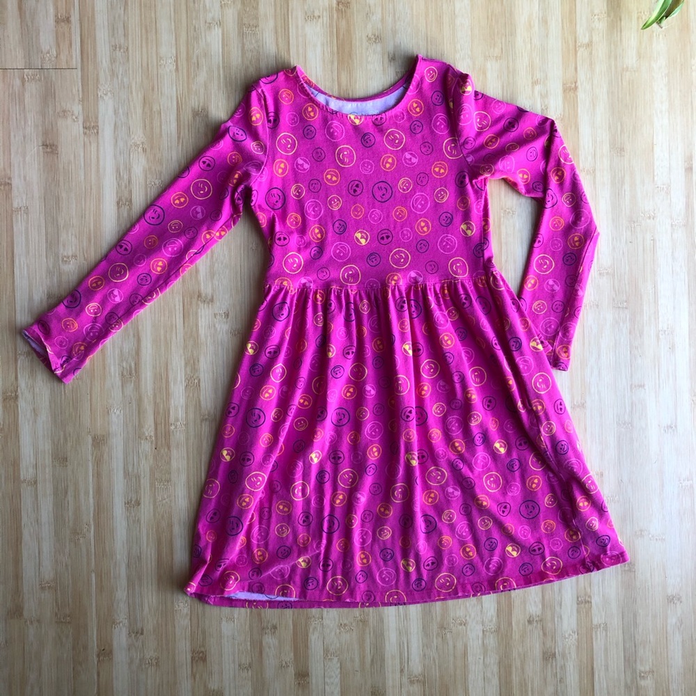 Lands’ End Pink Smiley Face Emoji Dress